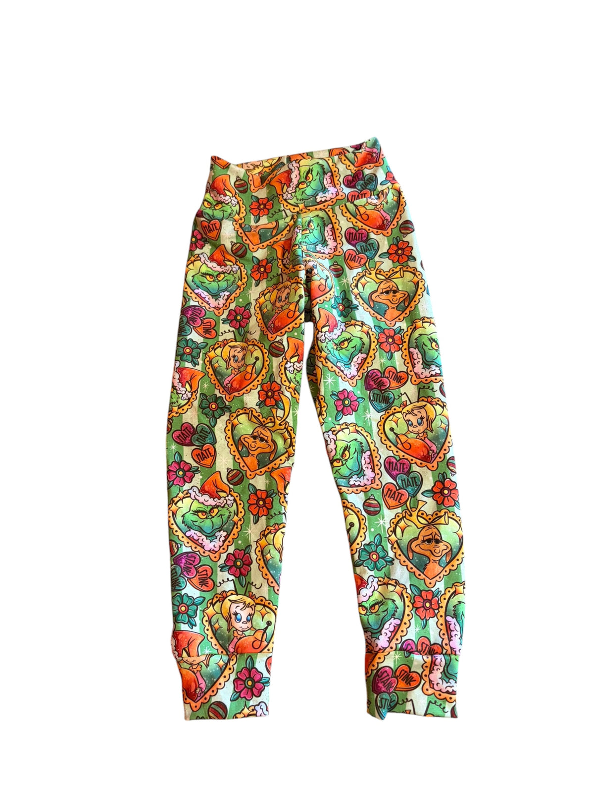 2-3 Leggings- Green Guy Stripes